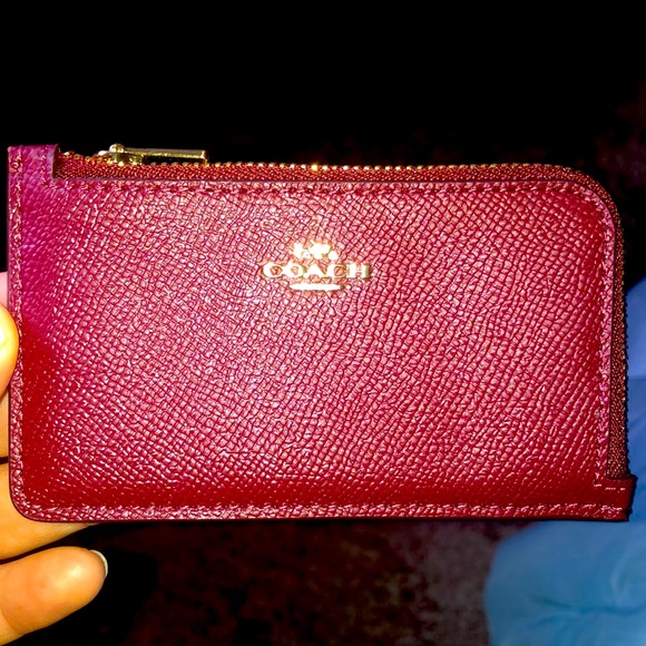 🎉HP🎉 Coach Red Leather Cardholder 👜 - Picture 4 of 5